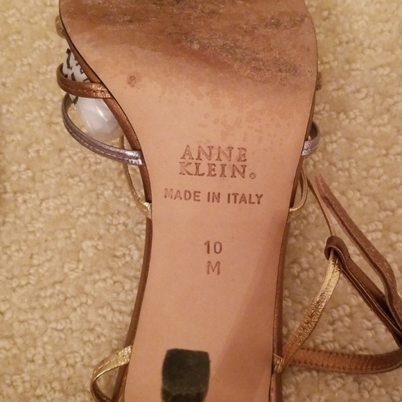Anne Klein New York Metallic Sandals Made in Italy - Picture 4 of 6